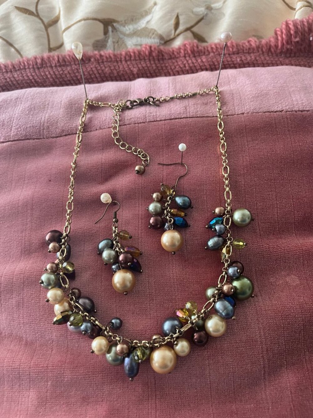 Premier Jewerly Multi-color beaded necklace and earring set.
